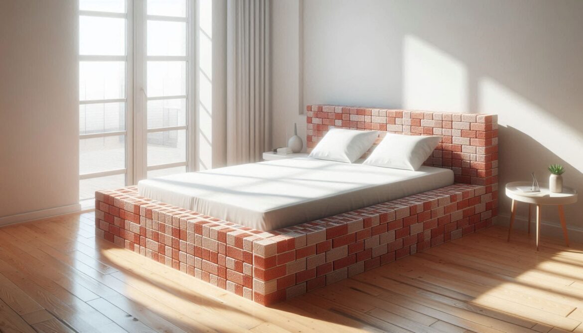 gemauertes bett aus ziegelsteinen