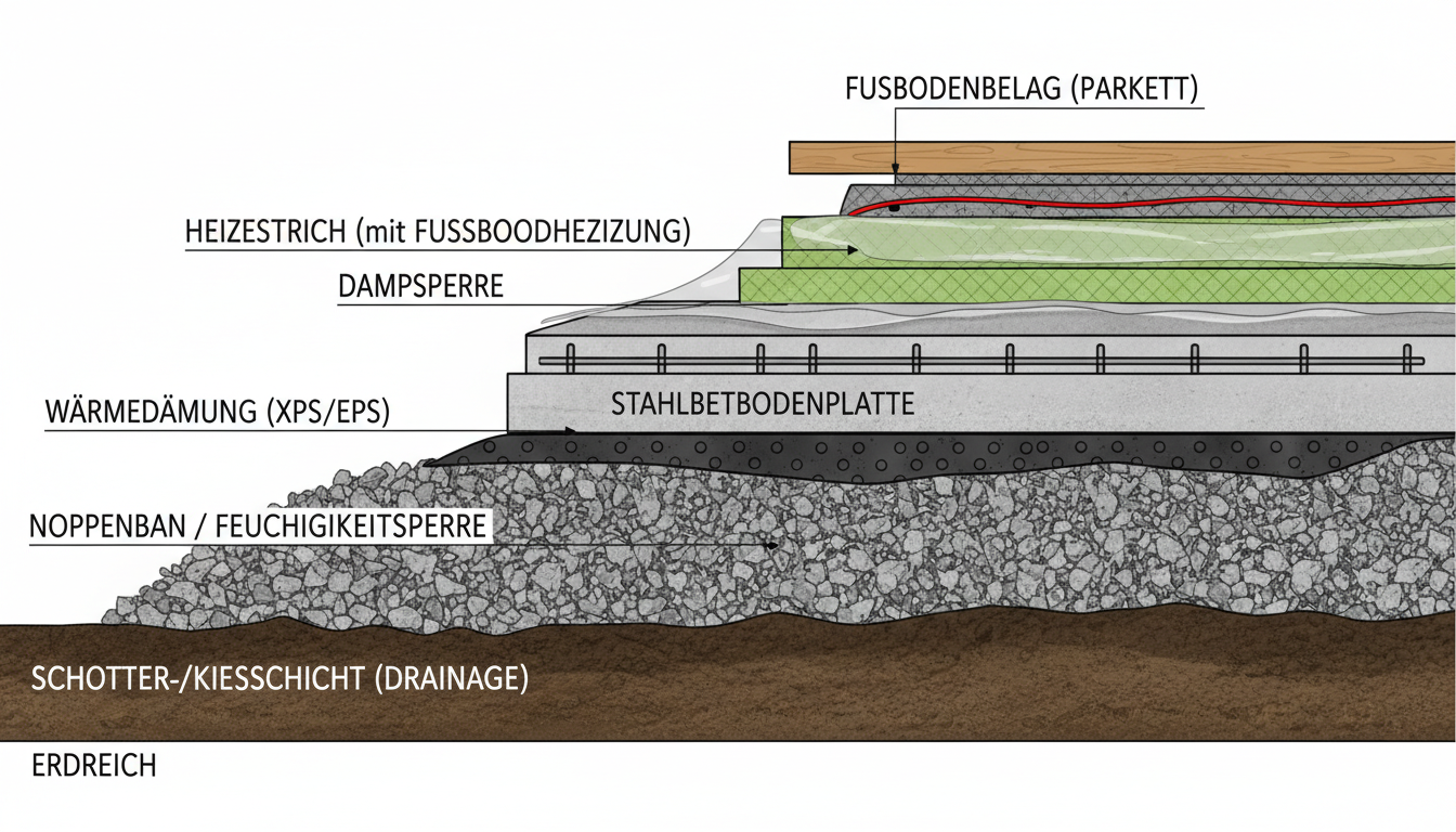 fußbodenaufbau skizze